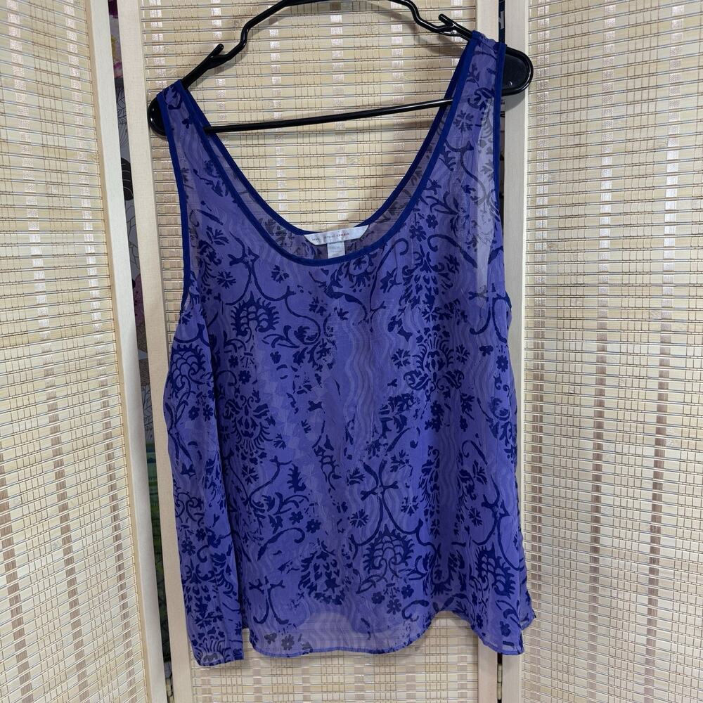 Cacique Sleep Tank Top Women's Size 18/20 Purple Pattern Sheer Sexy Sensual